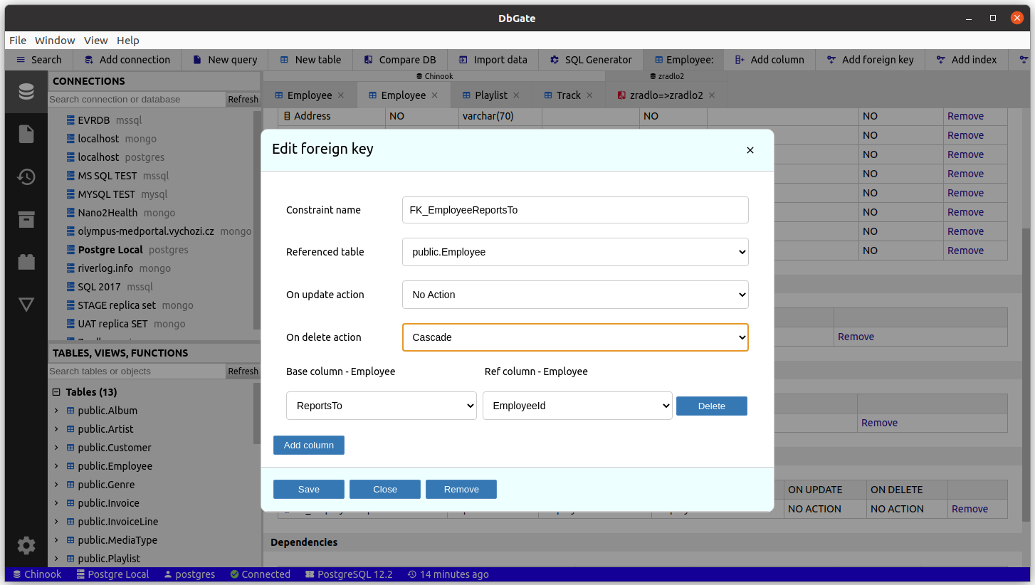 Foreign key editor