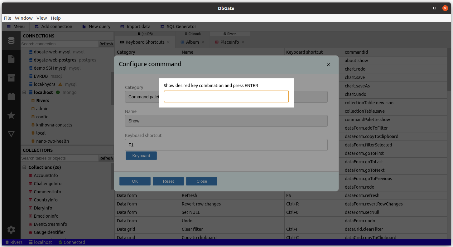 Configure keyboard shortcuts