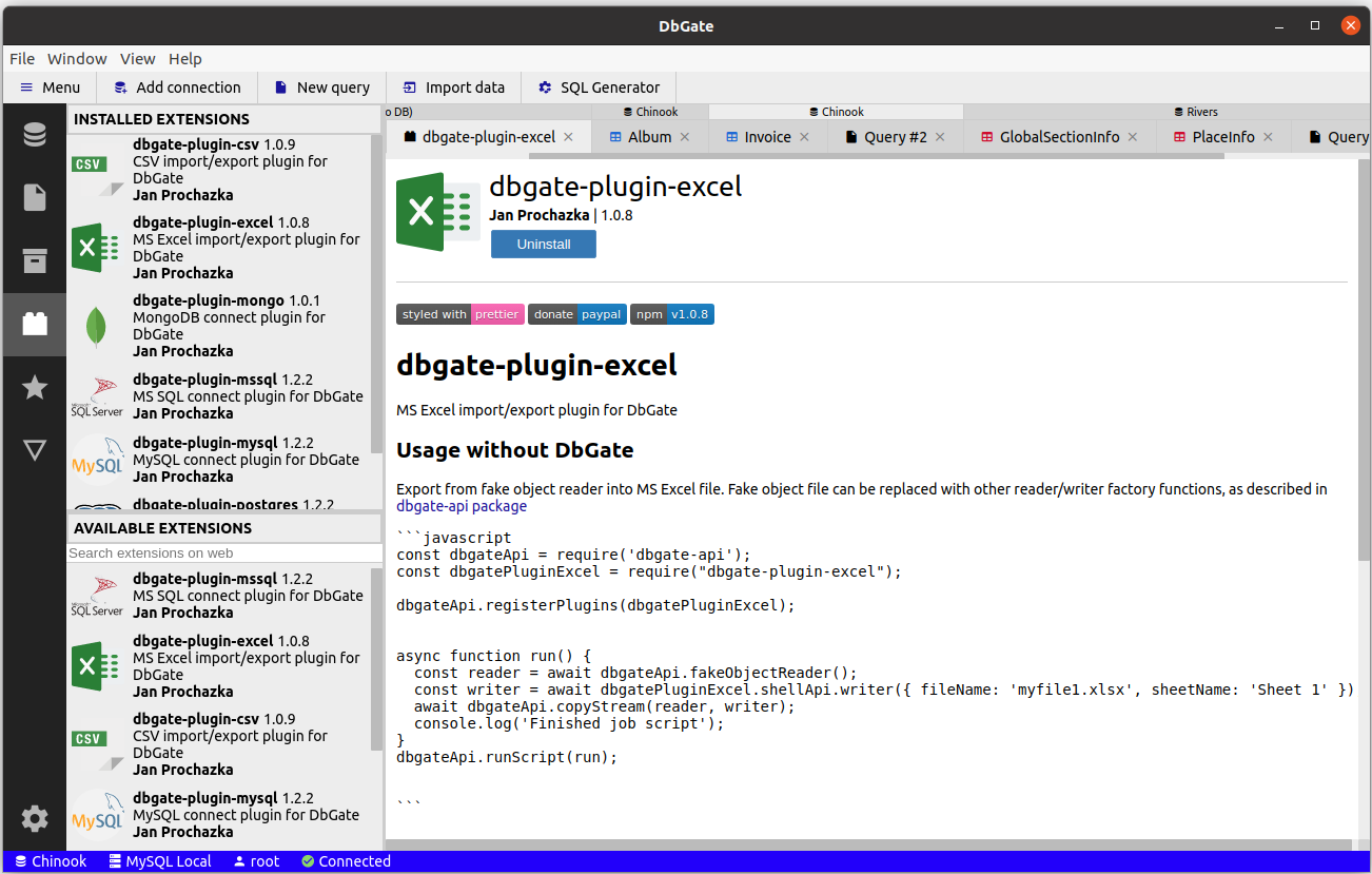 View MS Excel plugin details