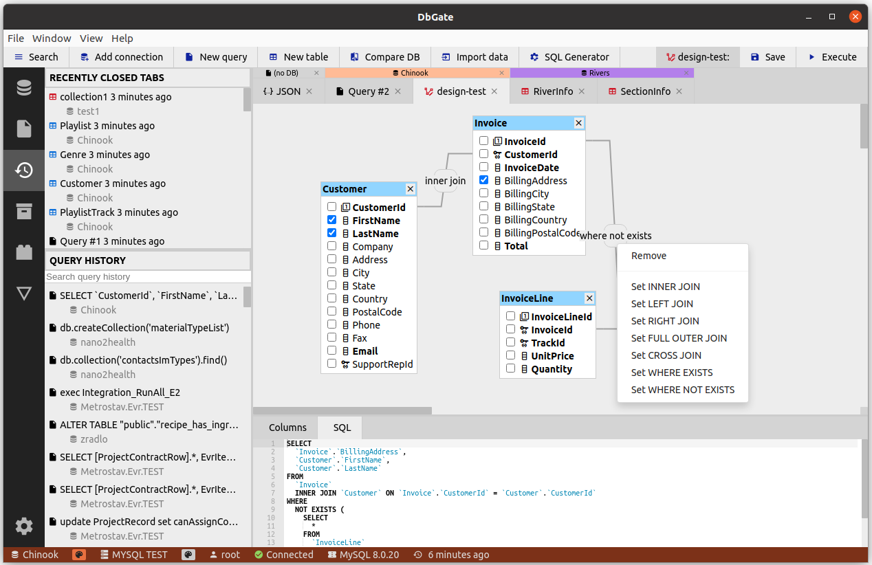 SQL+noSQL query builder (Premium) | DbGate