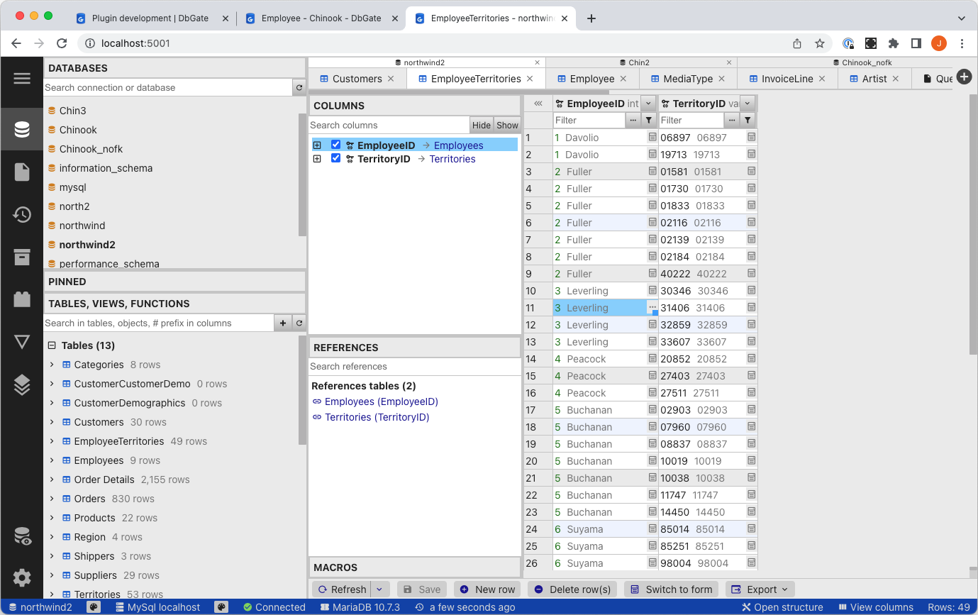 Multiple database, single connection layout