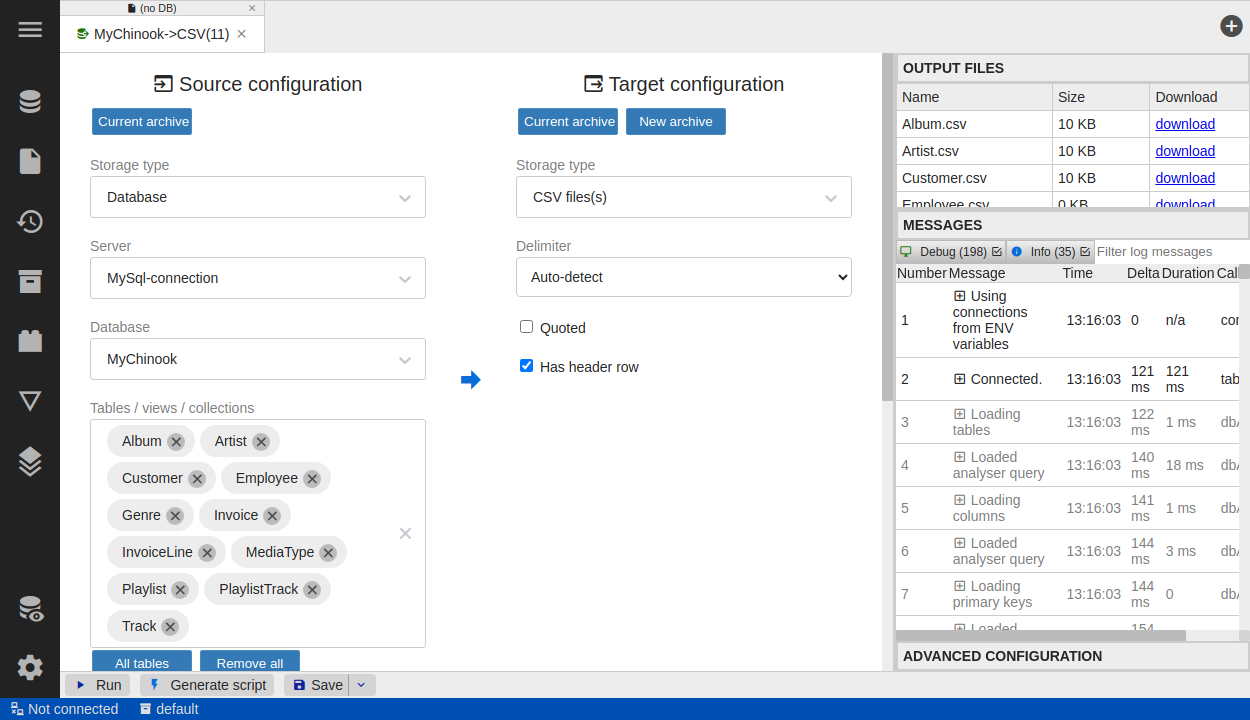 Export dialog screenshot